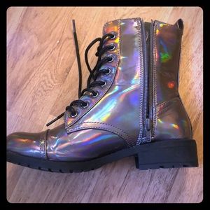 Holographic Doc Martin Type Combat Boots